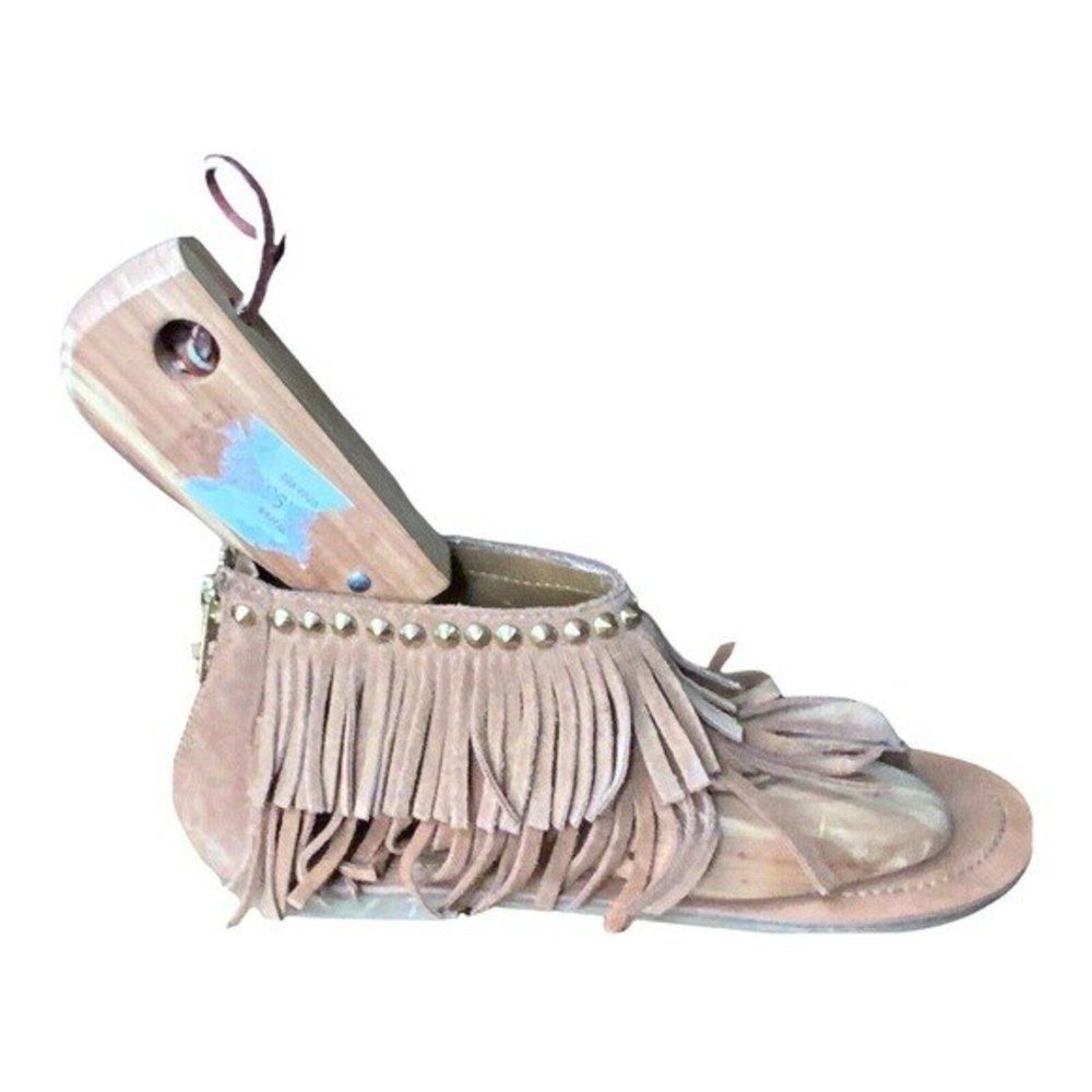 Steve Madden Klingee Boho studded fringed suede brown sandals size 7M